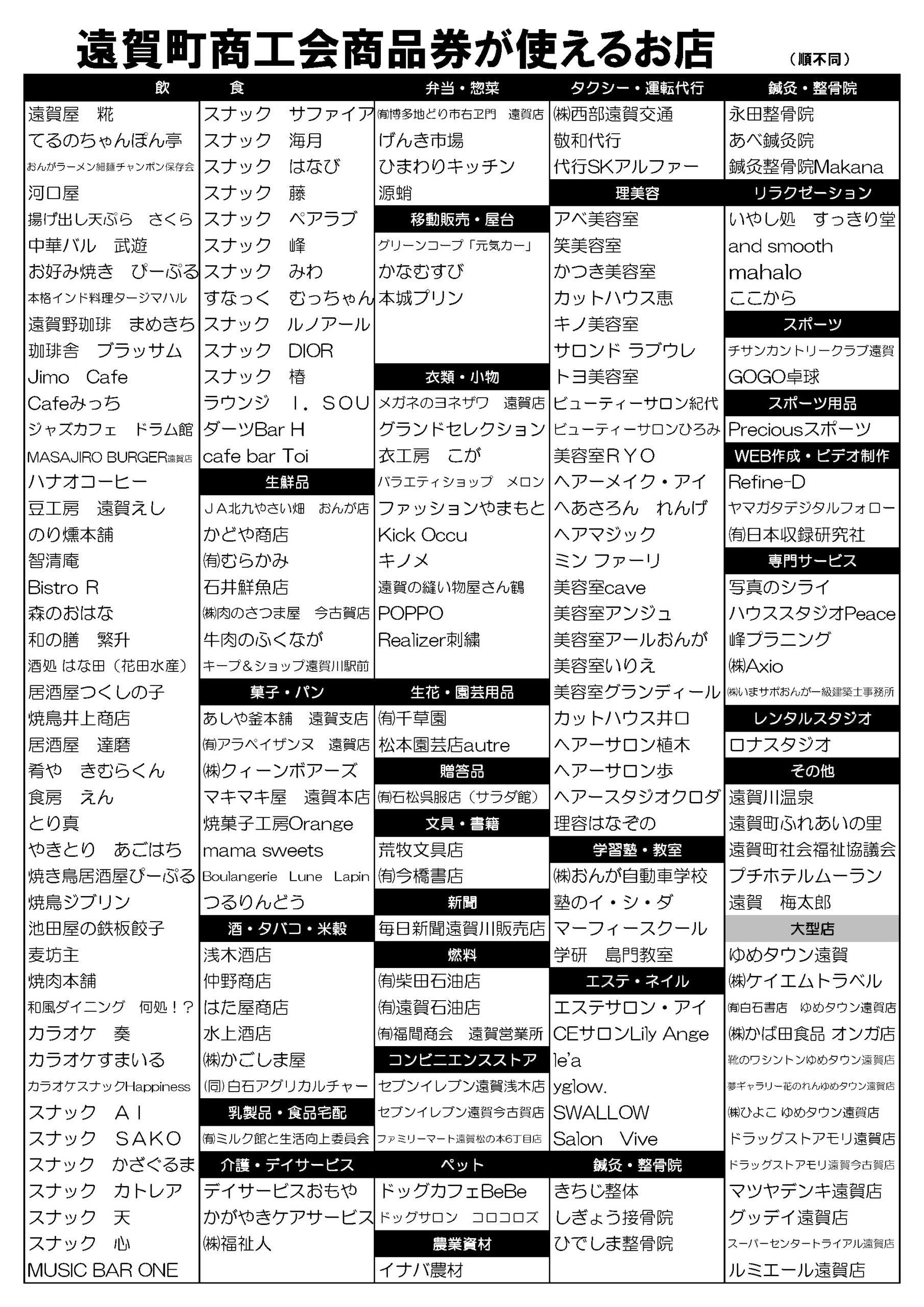 遠賀町商工会商品券 イメージ